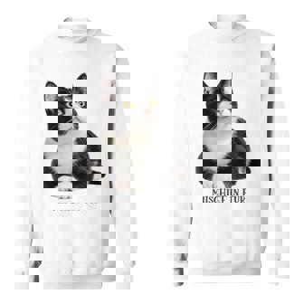 Mischief In Fur 猫写真 ハチワレ猫 黒白猫 猫好き ネタ 猫しもべ 猫飼い 猫依存症 長袖tシャツ スウェットシャツ - Kawaiitshirt