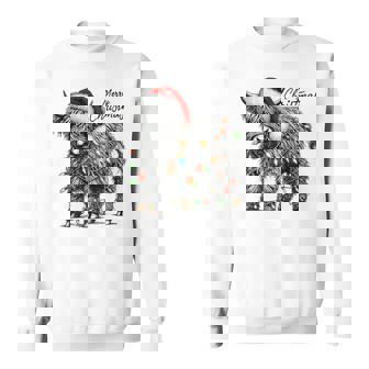 Mooey Christmas Western Highland Cow Santa Sweatshirt | Mazezy