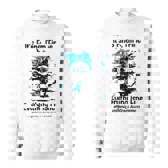 Motivational Myasthenia Gravis Awareness Cat Teal Ribbon Mg Sweatshirt | Seseable FR