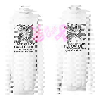 Peace Love Cure Pink Ribbon Breast Cancer Awareness Sweatshirt - Monsterry