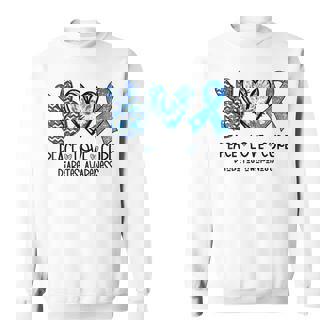 Peace Love Cure Type 1 Diabetes Awareness T1d Blue Ribbon Sweatshirt | Mazezy