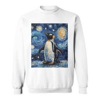 Penguin Bird Van Gogh Style Starry Night Sweatshirt - Thegiftio UK