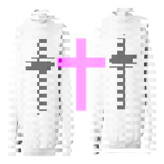 Pink Christian Jesus Cross Pink Sweatshirt Unisex | Mazezy