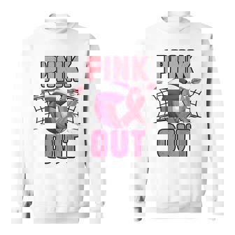 Pink Out Volleyball Breast Cancer Awareness Ribbon Volley Sweatshirt | Mazezy
