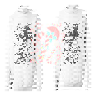 Red And White Candy Cane Santa Christmas Xmas Lights Sweatshirt | Seseable UK