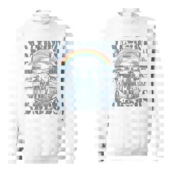 Retro Rainbows And Rodeos Cowboy Trans Rights Gay Lgbt Sweatshirt - Seseable