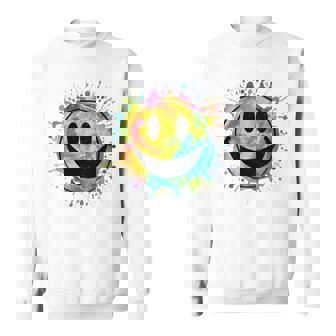 Retro Happy Face Rainbow Tie-Dye Splatter – 70S Peace Smile Sweatshirt | Mazezy