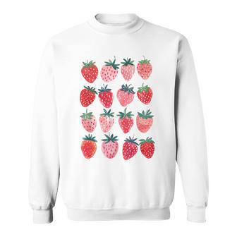 Retro Red Berry Fruit Cottagecore Strawberry Pretty Berry Sweatshirt - Monsterry