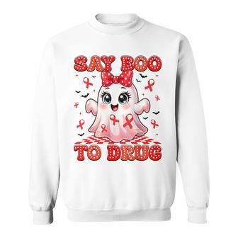 Say Boo To Drugs Coquette Red Ribbon Week Awareness Wome Sweatshirt - Thegiftio