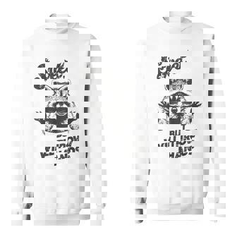 Sweet But Will Throw Hands Cute Raccoon Animal Sweatshirt | Mazezy