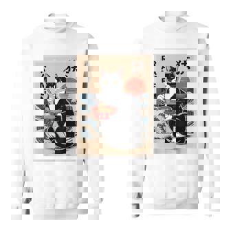 Tuxedo Cat Eating Ramen Kawaii Cat Lover Dad Sweatshirt - Monsterry