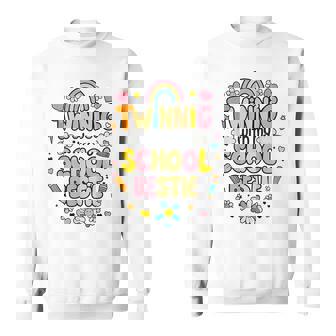 Twinning With My School Bestie Cute Matching Friend Twin Day Sweatshirt - Thegiftio