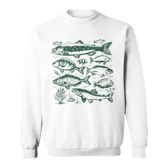 Vintage Fish Fishing Retro Fish Species Biology Adult White Small Short Sleeve Sweatshirt - Thegiftio UK