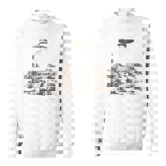 Vintage Western Ufo Alien Rodeo Cowboy Cat Wild West Kitten Sweatshirt - Monsterry