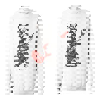 Vintage Yorkie Rock Dog Playing Guitar Rock Style Sweatshirt - Monsterry