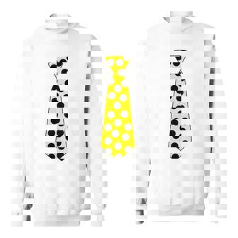 Yellow With Black Polka Dots Tie Necktie Halloween Costume Sweatshirt | Mazezy