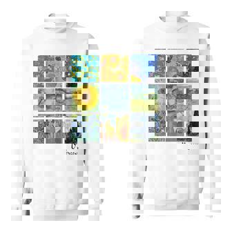 ひまわりと星月夜のゴッホ絵画コラージュ スウェットシャツ - Kawaiitshirt