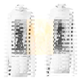 バックプリントtシャツ セクシーなブルネットエンジェルピンナップガール 長袖tシャツ スウェットシャツ - Kawaiitshirt