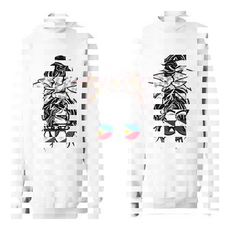 フィリピン 散らかった団子 バンダナ付き フィリピン国旗グラス 長袖tシャツ スウェットシャツ - Kawaiitshirt