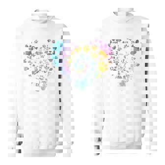 バックプリント 犬の足跡 犬 ペット 足跡 プリント 長袖tシャツ スウェットシャツ - Kawaiitshirt