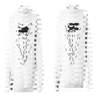 蝶ネクタイ付きホワイトtシャツ タキシード 面白いシャツ スウェットシャツ - Kawaiitshirt