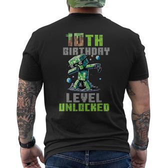 10 Geburtstag Level Freigeschaltet Pixel Dab 10 Bday Gamer Boys T-Shirt mit Rückendruck - Geschenkecke