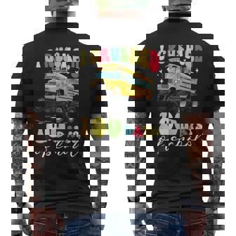 100Th Day Of School For Boys Monster Truck Bus Driver Men's T-shirt Back Print | Mazezy