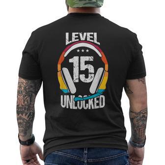 15 Geburtstag Cooles Gamer Jungen Männer Level 15 Unlocked T-Shirt mit Rückendruck - Geschenkecke
