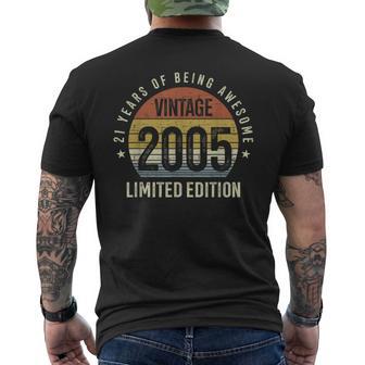 21St Birthday Vintage 2005 Limited Edition 21 Years Old Men's T-shirt Back Print | Mazezy
