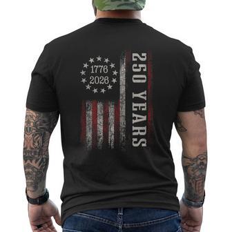 250 Years Of Freedom 1776 2026 American Flag 4 July Vintage Men's T-shirt Back Print - Thegiftio UK