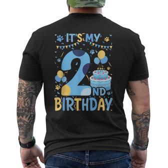 2Nd Birthday Boy Blue Dog Theme Party Two Cool 2 Year Old Men's T-shirt Back Print - Thegiftio UK