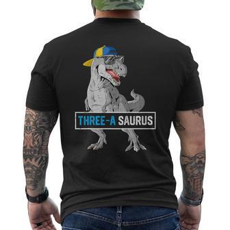 3 Years Old Dinosaur 3Rd Birthday T Rex Dino Three Saurus Men's T-shirt Back Print - Thegiftio UK