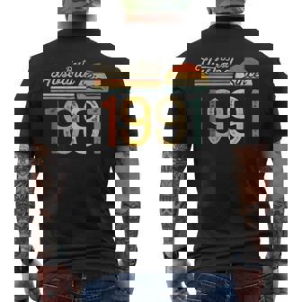 34th Wedding Anniversary 34 Years Best Husband Since 1991 Men's Back Print T-Shirt | Mazezy