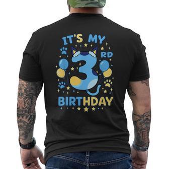 3Rd Birthday Boy Blue Dog Theme Party Three Cool 3 Year Old Men's T-shirt Back Print - Thegiftio UK