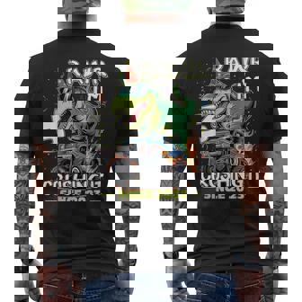 3Rd Birthday Monster Truck Dinosaur 3 Years Old Birthday Boy Men's T-shirt Back Print | Mazezy