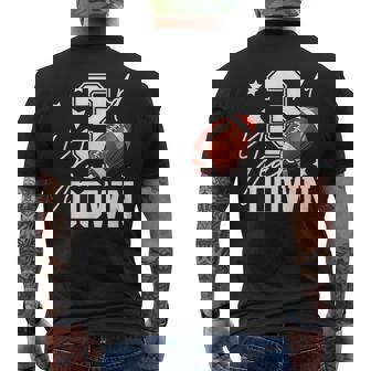 3Rd Year Down Football Lover Third Birthday Boy Party Men's T-shirt Back Print | Mazezy
