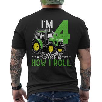 I Am 4 This Is How I Roll One Years Old Tractor 4Th Birthday Men's T-shirt Back Print - Thegiftio UK