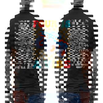 4Th Birthday Monster Truck Four 4 Year Old Boys Monster Men's T-shirt Back Print - Thegiftio