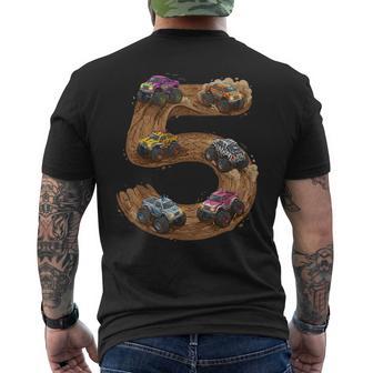 5 Year Old Boy Birthday Monster Trucks Toddler 5Th Birthday Men's T-shirt Back Print - Thegiftio UK