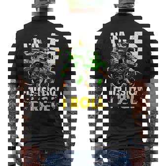 5 Year Old Monster Truck 5Th Birthday Boy Men's T-shirt Back Print - Thegiftio