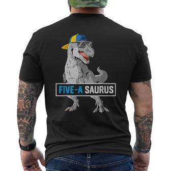 5 Years Old Dinosaur 5Th Birthday T Rex Dino Five Saurus Men's T-shirt Back Print - Thegiftio UK