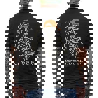 6 7 Meme Gen Alpha Halloween Skeleton Hands Sign Six Seven Men's T-shirt Back Print - Thegiftio