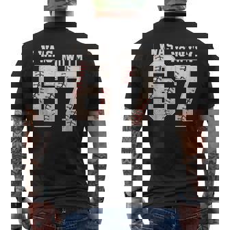 I Was 6 Now I'm 7 Year Old Birthday 67 Meme Baseball Bday Men's T-shirt Back Print - Monsterry