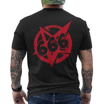 666 Pentagram Illustration atan Diable Rouge Cadeau T-shirt imprimé au dos - Cadeauxyz
