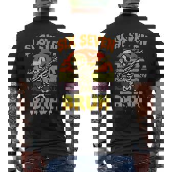 67 Halloween Meme 6 7 Skeleton Six Seven Numbers Bruh Men's T-shirt Back Print - Monsterry