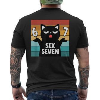 67 Meme Cat 6 7 Handgeste Für Jugendlichelangixeven T-Shirt mit Rückendruck - Geschenkecke