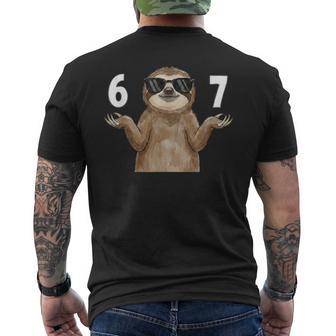 67 Meme Faultier 6 7 Hand Geste Kinderlangixeven T-Shirt mit Rückendruck - Geschenkecke