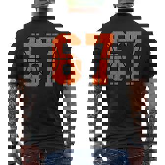 67 Number Six Seven Meme Gen Alpha Slang Basketball Men's T-shirt Back Print - Monsterry