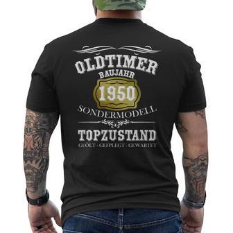 70 Geburtstag Geschenk Mann Baujahr 1950 Oldtimer 70 Jahre T-Shirt mit Rückendruck - Geschenkecke