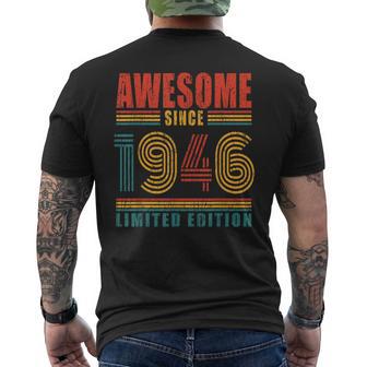 80Th Birthday Awesome Since 1946 Vintage 80 Birthday Men's T-shirt Back Print - Thegiftio UK